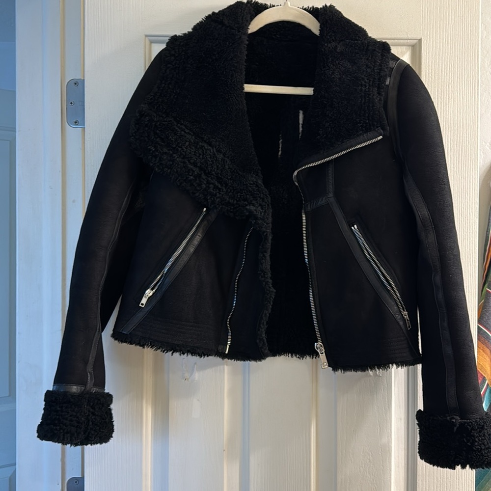Rick Owens FW19 Black Shearling Jacket size 38